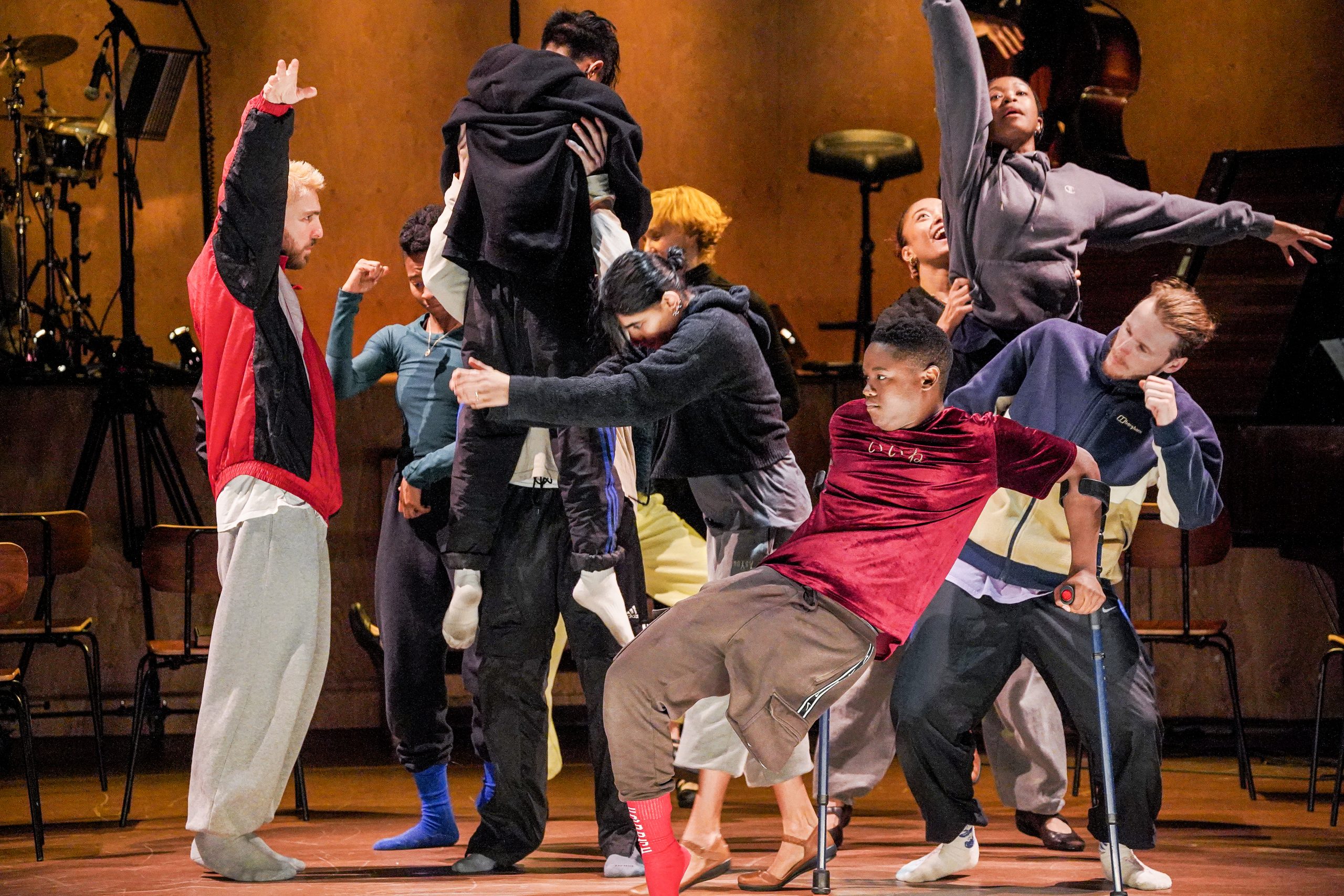 Dancers from Rambert's Death Trap in performance